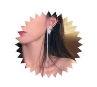 Aneneiceera Orecchini vintage a forma di farfalla, orecchini a perno a mezza farfalla, lunghi in metallo, eleganti orecchini a catena in argento, orecchini a metà farfalla, gioielli per donne e