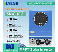 ANENJI 5KW 48V Inverter solare ibrido Doppia uscita MPPT 100A Regolatore solare a onda sinusoidale pura WiFi integrato Funziona senza batterie ANI-5KW-48V-WIFI