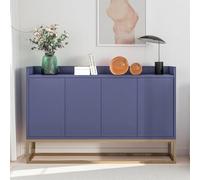 Aneutr Credenza Moderna, Mobile Basso con 4 Ante, Mobile Cucina con Ripiano Regolabile a Posizion e Gambe in Metallo Color oro, Soggiorno, Credenza Minimalistica per Soggiorno (Blu)