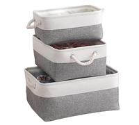 Anevous Scatola portaoggetti 41x32x20cm, cesto portaoggetti pieghevole in tessuto, con corda di cotone, scatole portaoggetti in tessuto per giocattoli, scaffali, vestiti, guardaroba, bianco e grigio