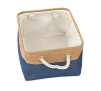 Anevous Scatola portaoggetti pieghevole in tessuto, 36 x 26 x 16 cm, con corda di cotone, per giocattoli, scaffali, vestiti, guardaroba, blu scuro