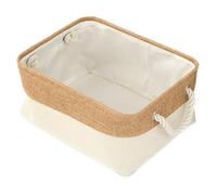 Anevous Scatola portaoggetti pieghevole in tessuto, 41 x 32 x 20 cm, con corda di cotone, per giocattoli, scaffali, vestiti, guardaroba, beige