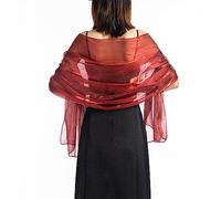 Anevous Sheer Stola - Sciarpa estiva da donna, 170 x 70 cm, elegante sciarpa da sposa, sciarpa morbida e sciarpa, sciarpa lunga, per abito da sera, matrimonio, sposa, rosso scuro