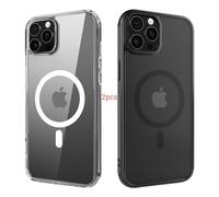 ANEWSIR Cover Magnetica Per iPhone 12 Pro 2 Pezzi (Trasparente + Opaca Nero), Compatibile con Magsafe, Protezione Antiurto, Custodia per iPhone 12 Pro 6.1 pollici.
