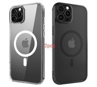 ANEWSIR Cover Magnetica Per iPhone 12 Pro Max 2 Pezzi (Trasparente + Opaca Nero), Compatibile con Magsafe, Protezione Antiurto, Custodia per iPhone 12 Pro Max 6.7 pollici.