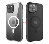 ANEWSIR Cover Magnetica Per iPhone 13/iPhone 14 2 Pezzi (Trasparente + Opaca Nero), Compatibile con Magsafe, Protezione Antiurto, Custodia per iPhone 13/iPhone 14 6.1 pollici.