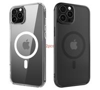 ANEWSIR Cover Magnetica Per iPhone 13 Pro Max 2 Pezzi (Trasparente + Opaca Nero), Compatibile con Magsafe, Protezione Antiurto, Custodia per iPhone 13 Pro Max 6.7 pollici.