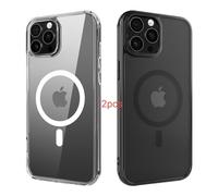 ANEWSIR Cover Magnetica Per iPhone 14 Pro 2 Pezzi (Trasparente + Opaca Nero), Compatibile con Magsafe, Protezione Antiurto, Custodia per iPhone 14 Pro 6.1 pollici.