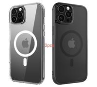 ANEWSIR Cover Magnetica Per iPhone 14 Pro Max 2 Pezzi (Trasparente + Opaca Nero), Compatibile con Magsafe, Protezione Antiurto, Custodia per iPhone 14 Pro Max 6.7 pollici.