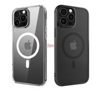 ANEWSIR Cover Magnetica Per iPhone 15 Pro 2 Pezzi (Trasparente + Opaca Nero), Compatibile con Magsafe, Protezione Antiurto, Custodia per iPhone 15 Pro 6.1 pollici.