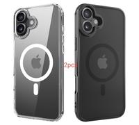 ANEWSIR Cover Magnetica Per iPhone 16 Plus 2 Pezzi (Trasparente + Opaca Nero), Compatibile con Magsafe, Protezione Antiurto, Custodia per iPhone 16 Plus 6.7 pollici.