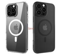 ANEWSIR Cover Magnetica Per iPhone 16 Pro Max 2 Pezzi (Trasparente + Opaca Nero), Compatibile con Magsafe, Protezione Antiurto, Custodia per iPhone 16 Pro Max 6.9 pollici.