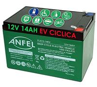 ANFEL Batteria 12 Volt 14 ah Ricaricabile per Uso CICLICO 6DZM per Bici Elettriche monopattini sollevatori carrozzine Scooter Alta RESA Rinforzata