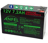 ANFEL Batteria al Piombo Ricaricabile 12V 7AH 7,2AH 20hr per allarmi antifurti ups lampade di Emergenza Giocattoli peg perego 7,2Ah 7,5Ah