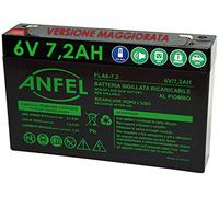 ANFEL Batteria al Piombo SIGILLATA 6V - 7 Ah 7,2 ah Versione maggiorata