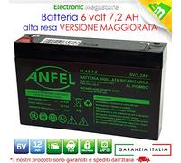 ANFEL Batteria al Piombo SIGILLATA 6V - 7 Ah per Lampada Emergenza Beghelli 3916 7,2 ah Versione Maggiore Durata