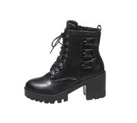 Anfibi Donna Alti Eleganti Scarpe Eleganti con Tacco Largo Boots Stile Rock Ribelle con Punta Tacco Alto Casual Rilassato Stivali per Stile Western Autunnale