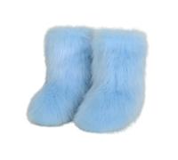 Anfibi Donna con Tacco Stivali da Giardino Neri Pioggia Bassi Invernali sopra al Ginocchio Cielo Blu 39