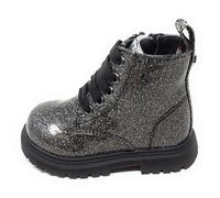 Anfibio Cult T-430NStivaletto Grigio Glitter da Bambina,Lacci Neri e zip laterale,Suola Robusta ed ergonomica (Grigio glitterato, Sistema Taglie Calzature EU, Bimbo (0-5 anni), Numero, Media, 24)