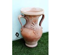 Anfora terracotta da giardino greca romana con manici decorata per esterno