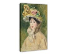 ANFOTCM Pierre Auguste Renoir, donna con capeline, poster su tela, decorazione da parete per camera da letto, ufficio, cucina, regalo, 40 x 60 cm