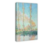 ANFOTCM Poster su tela con Claude Monet, pioppi, pioppo vicino al fiume, decorazione artistica da parete per soggiorno e camera da letto, 30 x 45 cm
