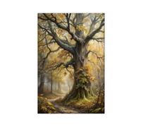 ANFOTCM Stampa artistica da parete con paesaggio rustico con querce autunnali e foreste, poster su tela, decorazione artistica da parete per soggiorno e camera da letto, 60 x 90 cm