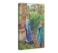 ANFOTCM Stampa artistica da parete su tela, motivo: Camille Pissarro, donna e bambino al pozzo, dipinto nel 1882, famoso V5445, poster decorativo per camera da letto, 40 x 60 cm