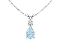 ANGARA 0,62 ct ciondolo acquamarina naturale con diamante da donna in oro...