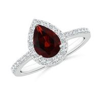 ANGARA Anello In Oro 14K Massiccio Con Granato Naturale 1,61 Ct E Halo Diamanti