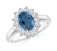 ANGARA Anello Ispirato a Princess Diana London Blue Topaz 8x6