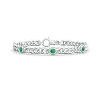 ANGARA Bracciale a maglie con cordino in smeraldo naturale in argento da...