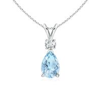ANGARA Ciondolo Acquamarina Naturale 1,31 Ct con Diamante in Oro 14K (AAA)