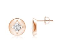 ANGARA Orecchini Bottone Singolo Solitario Girotondo 0.5 Ct in Oro 14K