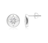 ANGARA Orecchini Bottone Singolo Solitario Girotondo 0.5 Ct in Oro 14K