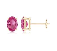 ANGARA Orecchini Solitario Ovale Prong 1,7 Ct Zaffiro Rosa In Oro 14K
