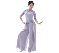 Angcoco Blusa da Donna a Collo Alto, Maniche Tre Quarti in Rete Elastica