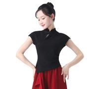 Angcoco Donna Cinese Collo alla Coreana cap Manica Cheongsam Top