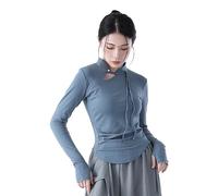 Angcoco Top a Maniche Lunghe con Collo Tradizionale Cinese alla Coreana da Donna