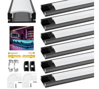 Angdarun 6 x 1 m Profilo LED in Alluminio a Forma di V per Strisce LED (1M-6U32-HB)