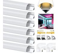 Angdarun Profilo LED 6 x 1 m, Profilo a V in Alluminio, Canale/Guida Con Copertura Bianco Latte, Connettore Angolare, Materiale di Montaggio per Strisce LED