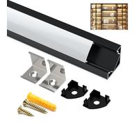 Angdarun Profilo LED in Alluminio, 6 × 1 m, Forma a V, 45 Gradi, per Strisce e Canale LED, Con Tappi Terminali e Copertura Bianca per Guida e Profilo Angolare