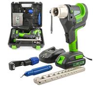 ANGDI Kit di svasatura elettrica a Batteria, Kit di svasatura eccentrica 2 in 1 con Morsetti metrici e imperiali, sbavatore e taglierina, svasatore per Tubi in Rame HVAC da 1/4" a 3/4"