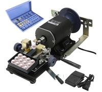 ANGDI Set di foratrice e lucidatrice per Perle, foratrice Rotonda per Perle e Ambra con 15 Morsetti, velocità Regolabile da 500-18000 Giri/min, Apertura da 4-35mm, Macchina per forare Perline