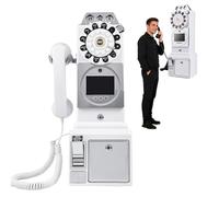 ANGDI Telefono per Libro degli Ospiti Video e Audio per Matrimoni, Telefono pubblico Anni '50 con videocamera 1080P per registrare messaggi degli Ospiti con Voce e Video, per Matrimoni(White)