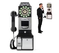 ANGDI Telefono per Libro degli Ospiti Video e Audio per Matrimoni, Telefono pubblico Anni '50 con videocamera 1080P per registrare messaggi degli Ospiti con Voce e Video, per Matrimoni(Black)