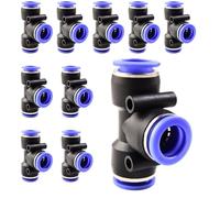 ANGEEK 10 pezzi 16 mm raccordi a T a 3 vie Push to Connect Raccordo pneumatici, PE connettore pneumatici connettori pneumatici Plastica, connettore per aria compressa