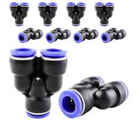 ANGEEK 10 pezzi splitter a Y a 3 vie da 14 mm, connessione pneumatica a innesto, raccordo rapido in plastica a 3 vie, raccordi push-to-connect, adattatore per tubi dell'aria PY