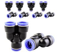 ANGEEK 10 pezzi splitter a Y a 3 vie da 16 mm, connessione pneumatica a innesto, raccordo rapido in plastica a 3 vie, raccordi push-to-connect, adattatore per tubi dell'aria PY