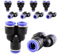 ANGEEK 10 pezzi splitter a Y a 3 vie da 8 mm, connessione pneumatica a innesto, raccordo rapido in plastica a 3 vie, raccordi push-to-connect, adattatore per tubi dell'aria PY